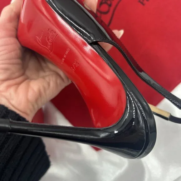 Christian Louboutin Kate Sling Back Patent Calfskin 85mm Red Sole Pumps - Picture 11 of 16